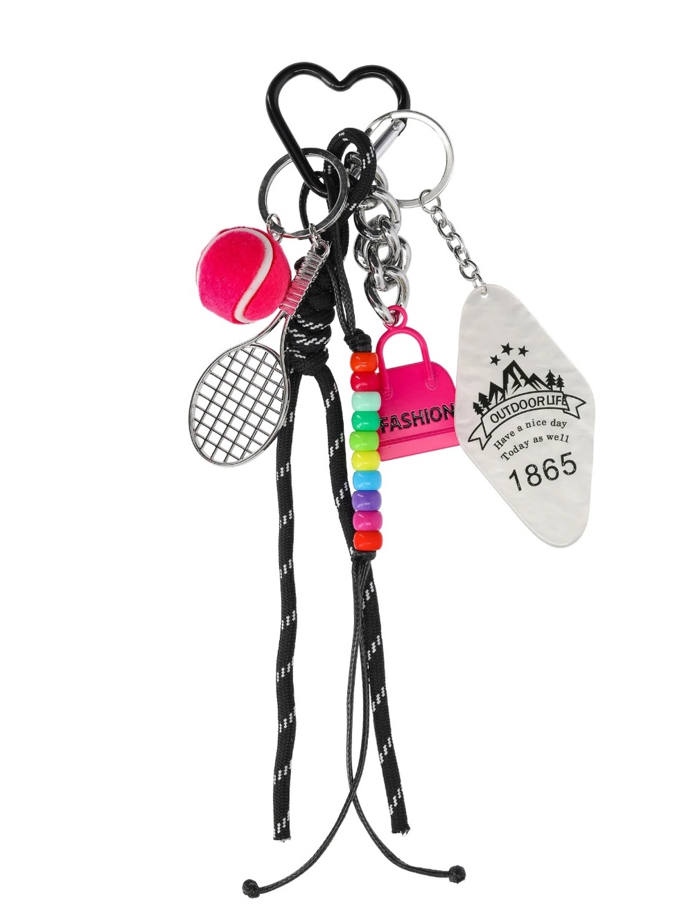 No Boundaries Women's Sporty Motel Key Bag Charm, Multi Color